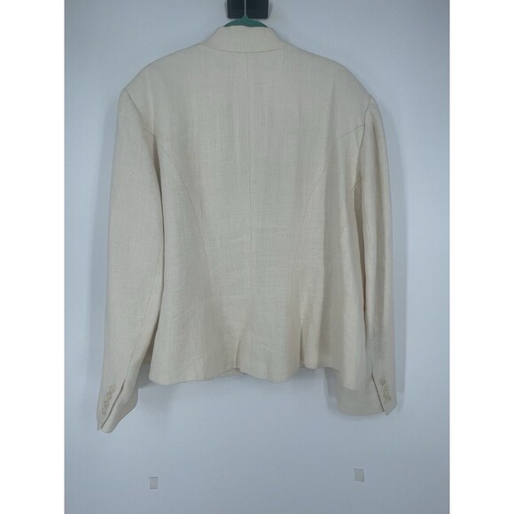 Lauren Ralph Lauren Blazer 100% Linen Mandarin Collar Herringbone Woven Jacket - Picture 3 of 15